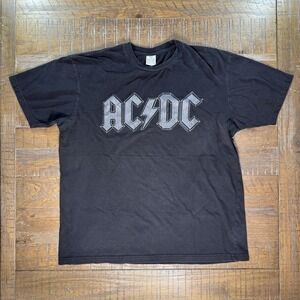 VTG 2000s AC/DC T-Shirt Black Tag Size Large(Fits Medium) Lighting Logo Y2K